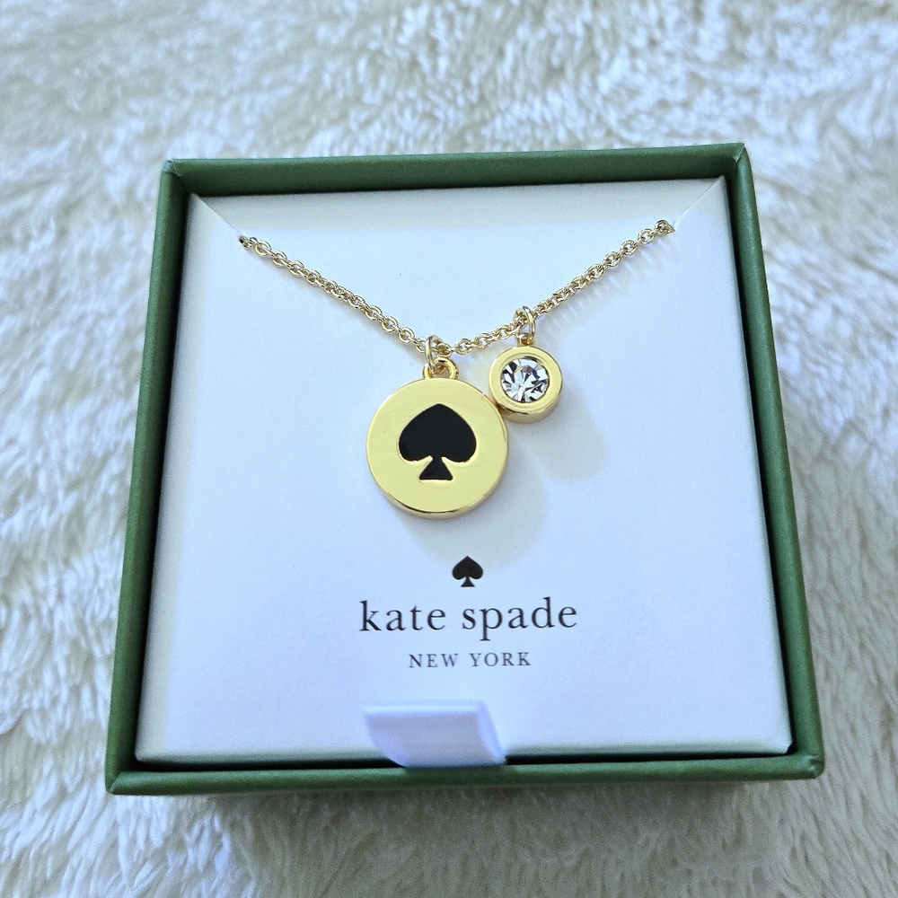 Kate Spade♠️ "Spot The Spade" Double✌️ Pendant Necklace - NIB - Picture 3 of 16